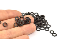 Black Hexagon Ring, 100 Black Oxidized Brass Hexagon Ring Charms (6x1mm) D0012 S469