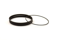 Black Circles Connectors, 12 Oxidized Brass Black Circle Connectors (50X0.80mm) Bs-1111 S797