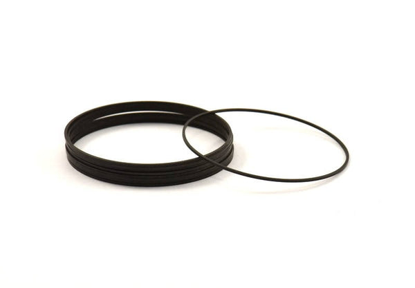 Black Circles Connectors, 12 Oxidized Brass Black Circle Connectors (50X0.80mm) Bs-1111 S797
