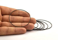 Black Circles Connectors, 12 Oxidized Brass Black Circle Connectors (50X0.80mm) Bs-1111 S797