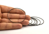 Black Circles Connectors, 12 Oxidized Brass Black Circle Connectors (50X0.80mm) Bs-1111 S797