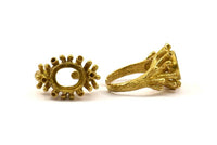 The King Ring Settings - 1 Raw Brass Ring Setting with Pad Size 12x10mm U044