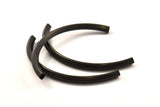 Black Curved Tubes, 2 Oxidized Brass Black Square Oval Tubes (95x5x5mm) Sq20 BRC275 S114
