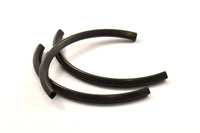 Black Curved Tubes, 2 Oxidized Brass Black Square Oval Tubes (95x5x5mm) Sq20 BRC275 S114