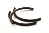 Black Curved Tubes, 2 Oxidized Brass Black Square Oval Tubes (95x5x5mm) Sq20 BRC275 S114