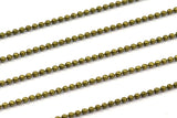 Antique Brass Ball Chain, 5 Meters - 16.5 Feet 1.2 Antique Brass Faceted Ball Chain - Z060
