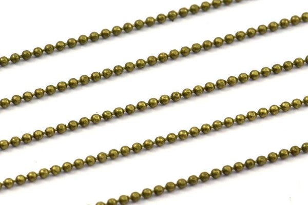 Antique Brass Ball Chain, 5 Meters - 16.5 Feet 1.2 Antique Brass Faceted Ball Chain - Z060