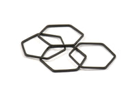 Black Hexagon Ring Charm, 25 Black Oxidized Brass Hexagon Ring Charms (20x1mm) Bs 1225 S576