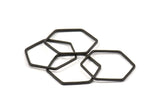 Black Hexagon Ring Charm, 25 Black Oxidized Brass Hexagon Ring Charms (20x1mm) Bs 1225 S576