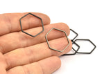 Black Hexagon Ring Charm, 25 Black Oxidized Brass Hexagon Ring Charms (20x1mm) Bs 1225 S576
