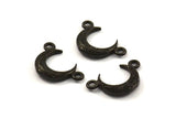Black Moon Charm, 6 Oxidized Brass Black Textured Horn Charms with 2 Holes, Pendant, Jewelry Finding (12x3.50x3mm) N0266 S624