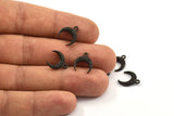 Black Moon Charm, 6 Oxidized Brass Black Textured Horn Charms, Pendant, Jewelry Finding (12x3.50x3mm) N0305 H0158