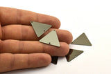 Hippie Triangle Brass, 20 Gunmetal Plated Triangle Charms With 2 Holes (22x25mm) Brs 3028-2 A0085