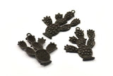 Black Cactus Pendant, 1 Oxidized Brass Black Cactus Charms, Jewelry Supplies, Findings (36mm) N0416