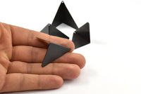 Black Tiny Kite Charm, 2 Oxidized Brass Black Geometric Triangles (31mm) U003 S241