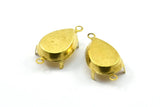 Pear Prong Setting, 12 Raw Brass Pear Drop with 1 Loop, Prong Settings with 4 Claw (18x25mm) S438