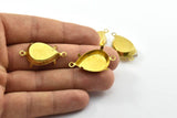Pear Prong Setting, 12 Raw Brass Pear Drop with 1 Loop, Prong Settings with 4 Claw (18x25mm) S438