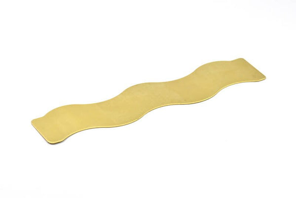 Brass Bracelet Blank - 2 Raw Brass Wave Flat Stamping Bracelet Blanks (30x152x0.80mm) V075