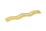 Brass Bracelet Blank - 2 Raw Brass Wavy Flat Stamping Bracelet Blank (25x152x0.80mm) V074