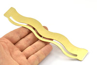 Brass Bracelet Blank - 2 Raw Brass Wavy Flat Stamping Bracelet Blank (25x152x0.80mm) V074