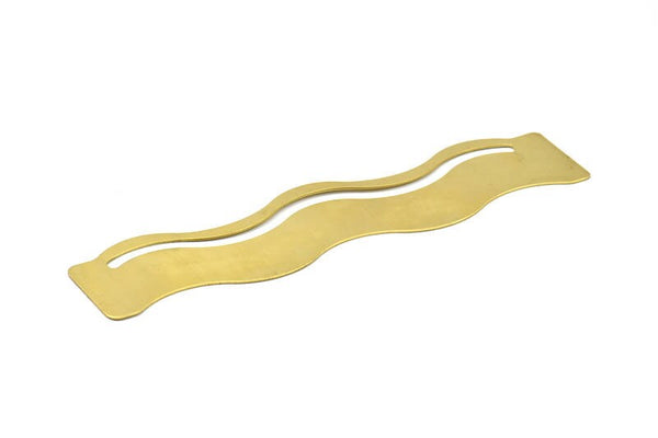 Brass Bracelet Blank - 2 Raw Brass Wave Flat Stamping Bracelet Blank (30x152x0.80mm) V073