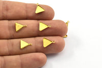 10mm Triangle Setting, 50 Raw Brass Triangle  with 1 Loop, Prong Settings (10x10mm) S537