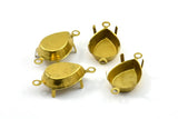Pear Prong Setting, 25 Raw Brass Pear Drop with 2 Loop, Prong Settings with 4 Claw (13x18mm) S538
