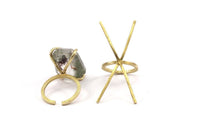 Claw Ring Settings - 925 Silver 4 Claw Ring Blanks for Natural Stones N0118