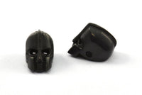 Black Robot Beads, 2 Oxidized Brass Black Robot Bracelet Parts (10x8mm) N0407 S625