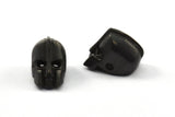 Black Robot Beads, 2 Oxidized Brass Black Robot Bracelet Parts (10x8mm) N0407 S625