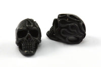Black Skull Head, 1 Oxidized Brass Black Skull Head Bracelet Parts (19x11x12.5mm) N0426 S625