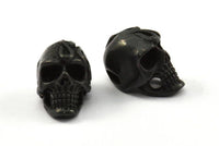 Black Skull Head, 1 Oxidized Brass Black Skull Head Bracelet Parts (19x11x12.5mm) N0426 S625