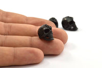 Black Skull Head, 1 Oxidized Brass Black Skull Head Bracelet Parts (19x11x12.5mm) N0426 S625