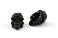 Black Pirate Finding, 1 Oxidized Brass Black Skull Head Bracelet Parts (17x12x11mm) N0423 S625
