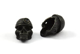 Black Pirate Finding, 1 Oxidized Brass Black Skull Head Bracelet Parts (17x12x11mm) N0423 S625