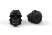 Black Pirate Finding, 1 Oxidized Brass Black Skull Head Bracelet Parts (17x12x11mm) N0423 S625