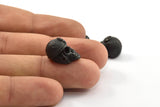 Black Pirate Finding, 1 Oxidized Brass Black Skull Head Bracelet Parts (17x12x11mm) N0423 S625