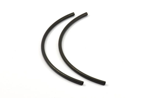 Black Curved Tubes, 6 Oxidized Brass Black Curved Tubes (4x140mm) Bs 1427 S233