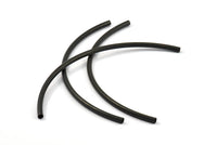 Black Curved Tubes, 6 Oxidized Brass Black Curved Tubes (4x140mm) Bs 1427 S233