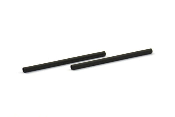 35mm Black Tubes, 25 Oxidized Brass Black Tube Beads (2x35mm) D0227 S228