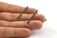 35mm Black Tubes, 25 Oxidized Brass Black Tube Beads (2x35mm) D0227 S228