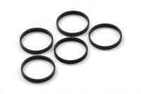 Black Circle Connectors, 50 Oxidized Brass Black Circle Connectors (17x0.8x2mm) D0309 S237