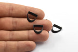 Black Half Circle, 12 Oxidized Brass Black Semi Circle Thick Cut Connectors (8x16x0.4x2x15mm) D0113 S209