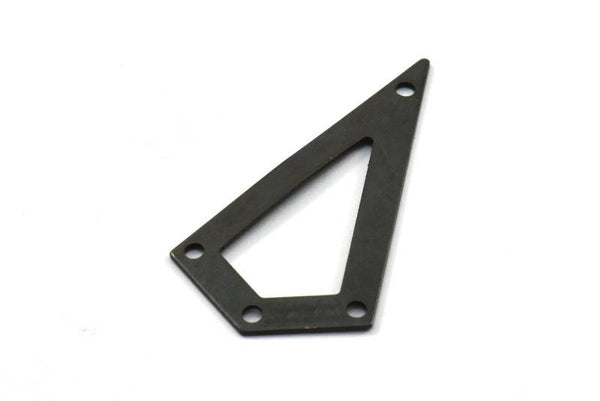 38mm Black Triangle, 2 Oxidized Brass Black Triangle Charms with 4 holes (38x20x0.60mm) U038 S222