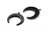 Black Moon Charm, 1 Oxidized Brass Black Horn Charms, Pendant, Jewelry Findings with 1 loop (31x9x3mm) N0298 S219
