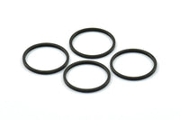 Black Circle Connectors, 25 Oxidized Brass Black Circle Connectors (17x1x1mm) Bs 1097 S214