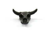 Black Huge Ox Pendant, 1 Oxidized Brass Black Large Ox Head Skull Charms, Pendants (28x26mm) N0403
