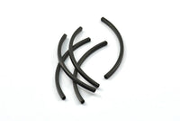 Black Curved Tubes, 25 Oxidized Brass Black Square Curved Tubes (48x2x2mm) Brc287 s254