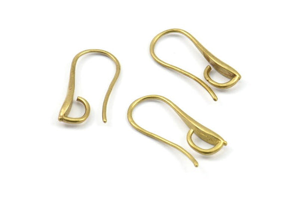 Brass Ear Hooks, 12 Raw Brass Earring Wires, Earring Hooks (20x9mm) BS 1716