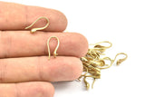 Brass Ear Wires, Earring Hooks, 12 Raw Brass Earring Setting for Pearl, Brass Findings, Crafts (17x8mm) BS 1717